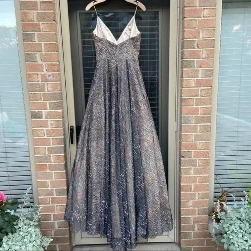 Jovani Silver Glittery A-Line Prom Dress - Picture 5 of 8